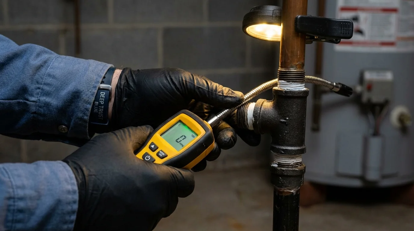 Gas leak detection with electronic sniffer by Johns Plumbing LLC in Cedaredge
