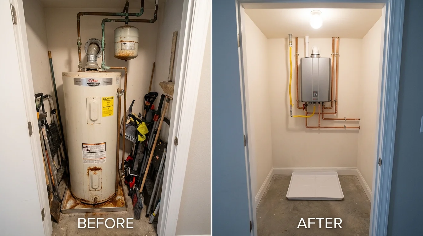 Tank water heater versus wall-mounted tankless unit comparison for Cedaredge, CO homeowners